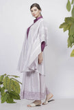 Set of 2: Lilac Hand-Block Printed Kaftan Styled Cotton Cape and Stripes Handblock Printed Flared Palazzo