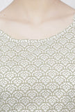 Sage Green Floral Hand-Block Printed Cotton Tie Up Slip Kurta