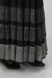 Kaani Black and White Tri Pattern Hand-Block Printed Tasseled Kota Skirt