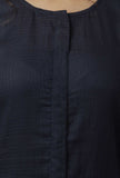 Set of 2: Aegean Blue Plain Kota Round Neck Straight Fit Kurta with Plain Salwar