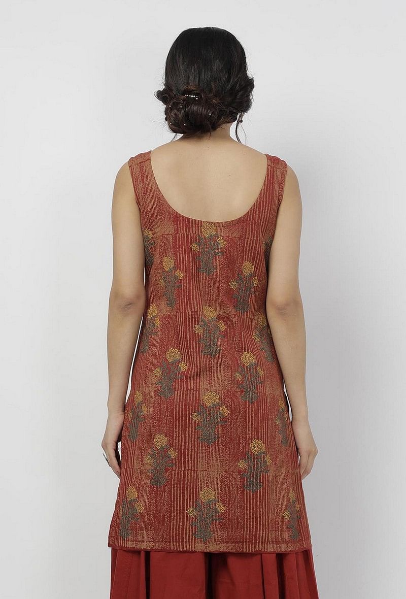MINC - Buy Embroidered Short Top in Beige Khadi Cotton Online