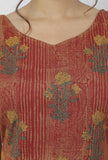 Gerua Maroon Floral Hand-Block Printed sleeveless Cotton Short Kurta