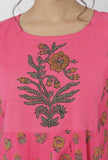 Raisa Pink Floral Hand-Block Printed Cotton-Kota Anarkali