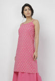 Gul Pink Small Floral Buti Hand-Block Printed Cotton Slip