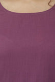 Iya Purple Round Neck Straight Fit Cotton and Kota Sleeves Plain Kurta