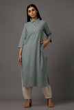 Grey Pure Woven Cotton Kurta