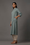 Grey Pure Woven Cotton Kurta