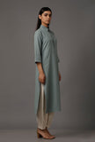 Grey Pure Woven Cotton Kurta