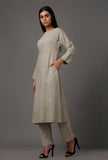 Grey Pure Woven Cotton Kurta