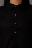 Black Pure Woven Cotton Kurta