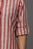 Red and White Stripes Pure Woven Cotton Dress