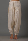 Set of 2: White Pure Woven Cotton Kurta and Pants with Complimentary Matching Mask