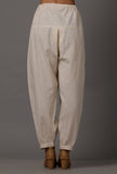 Set of 2: White Pure Woven Cotton Kurta and Pants with Complimentary Matching Mask