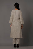 Set of 2: Grey Pure Woven Cotton Kurta and Pants