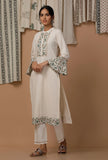 White and Green Bell Sleeves Cotton Flex  Kurta