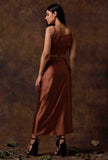 Set of 2 : Russet Brown Slip Blouse and Skirt Drape