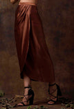 Russet Brown Overlap Stitched Skirt