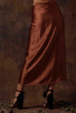 Russet Brown Overlap Stitched Skirt