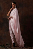 Set of 3 : Baby Pink Slip Blouse with Dhoti and Detatchable Drape