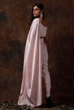 Set of 3 : Baby Pink Slip Blouse with Dhoti and Detatchable Drape