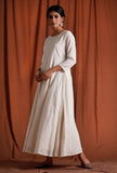 Off White and Silver Kalidar Cotton  Kurta