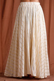 Off White and Golden Umbrella Cut Skirt