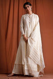 Off White Golden Cotton A-Line  Kurta