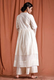 Off White Gathered Organza Kurta