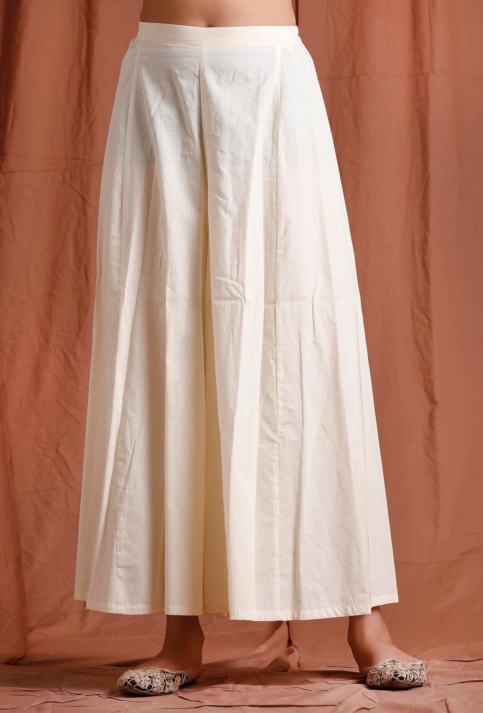 Off White Strip Cotton Palazzo