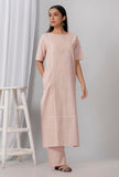 Rose Pink Cotton Khadi Kurta With Round Neck