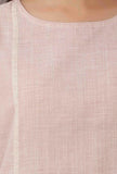 Rose Pink Cotton Khadi Kurta With Round Neck