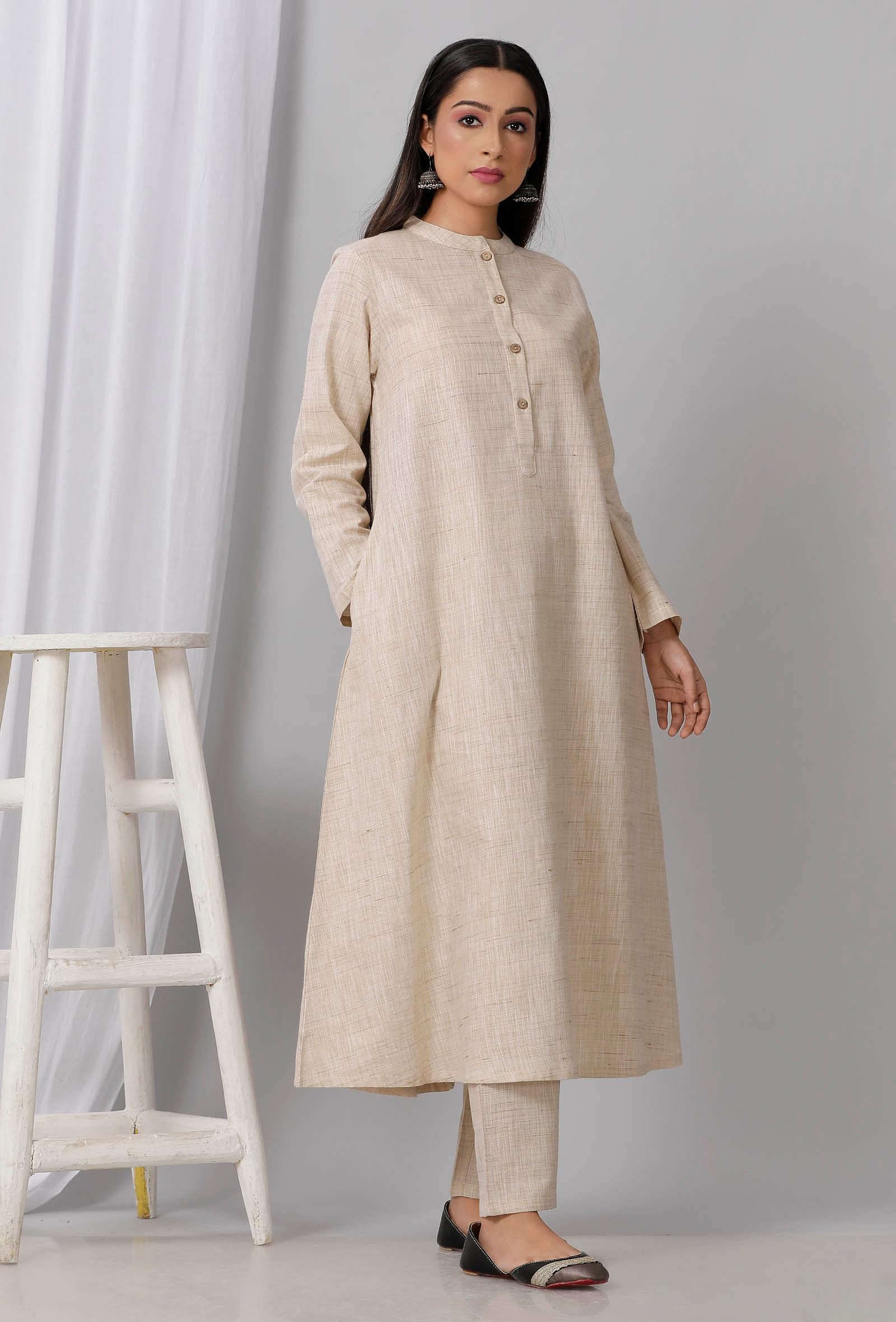 Beautiful Cotton-Khadi Kurta with superb detailing. | Kurta designs women,  Kurti neck designs, Cotton kurti designs