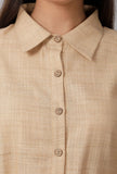 Brown Cotton Khadi Kurta With Collar
