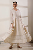 Off White Chanderi Kalidar Kurta