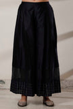 Set of 3: Black Kalidar Kurta with Palazzo with Blue Kani Dupatta