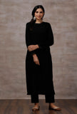 Black Straight Cashmilon Kurta