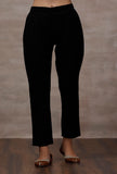 Black straight cashmilon pants soft warm everyday ethnic on a female model