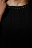 Set of 2 : Black Straight Cashmilon Kurta with Black Cashmilon Pants