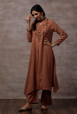 Tara Taupe Asymmetrical Woollen Kurta
