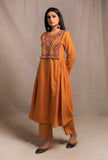 Mustard Yellow Front Embriodered Banjara Side Gathered Kurta