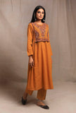 Mustard Yellow Front Embriodered Banjara Side Gathered Kurta