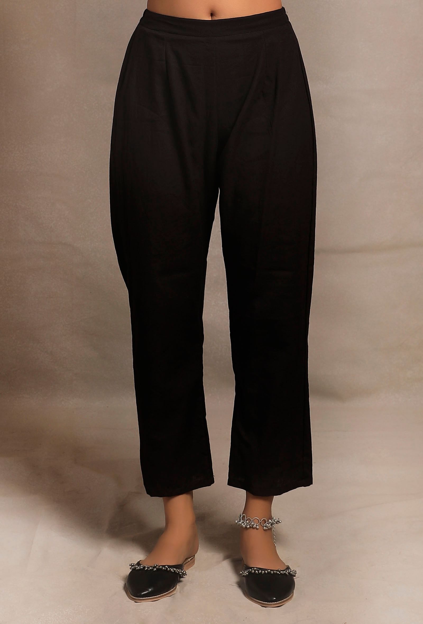 Black Crepe Straight Leg Pant