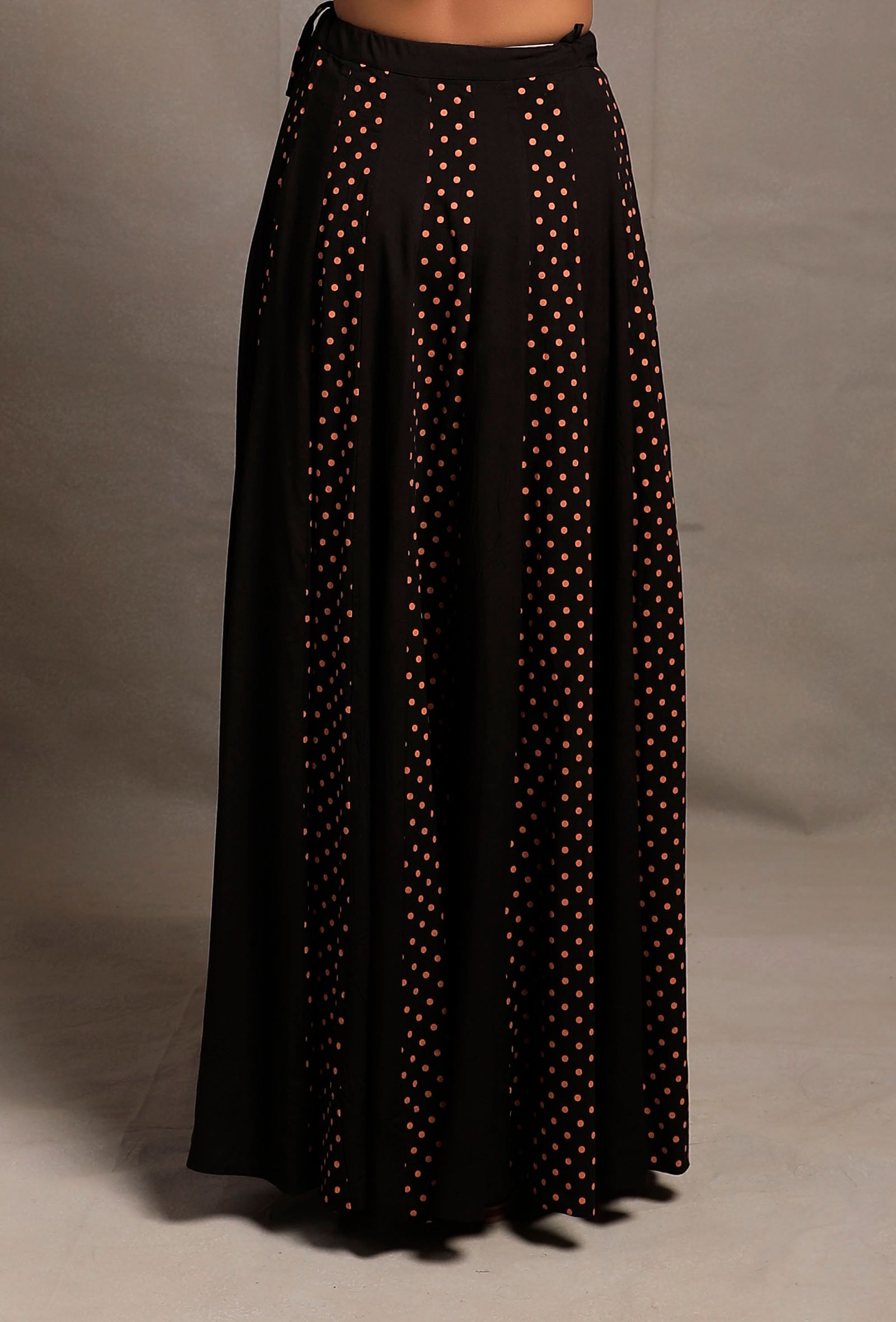 Black Hand Block Printed Kalidar Long Skirt