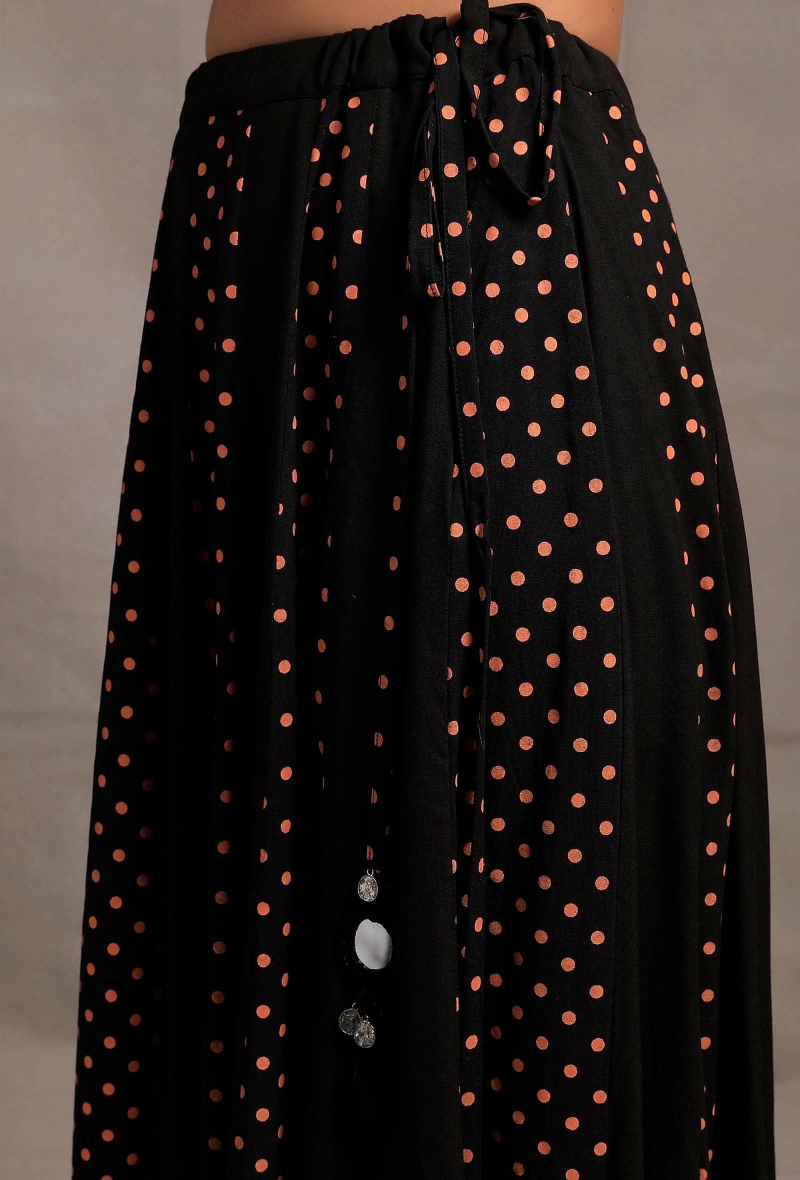 Black Hand Block Printed Kalidar Long Skirt