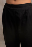 Black-Ecru Contrast Straight Narrow Fit Pants
