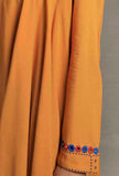Set of 2: Mustard Yellow Hand Block Printed Kalidar Long Skirt with Mustard Yellow Front Open Asymmetrical Top