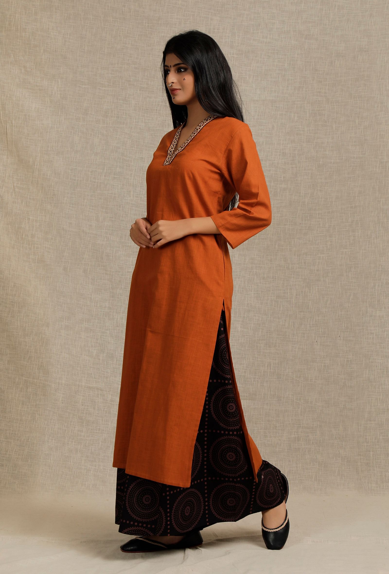 Trending | Rust Indo Western Silk Kurti and Rust Indo Western Silk Tunic  Online Shopping