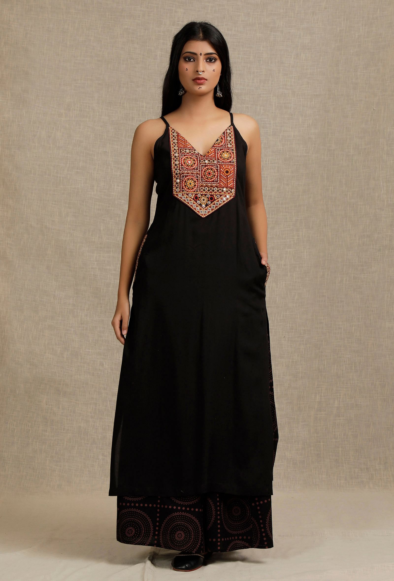 Black strep kurti with palazzo