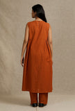 Orange Rust side Gather Kurta with Embroidery Details