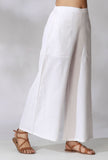 White Cotton Pants With Side Wide Pockets
